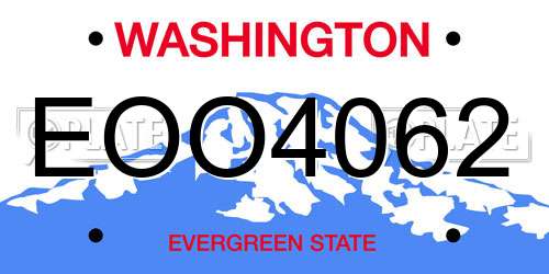 EOO4062 Washington License Plate
