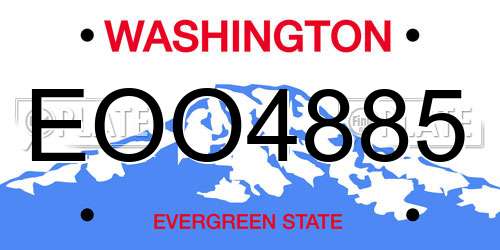 EOO4885 Washington License Plate