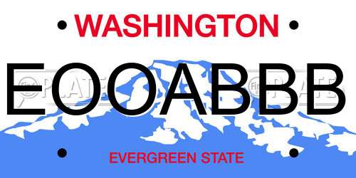 EOOABBB Washington License Plate