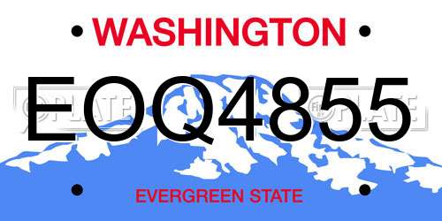 EOQ4855 Washington License Plate