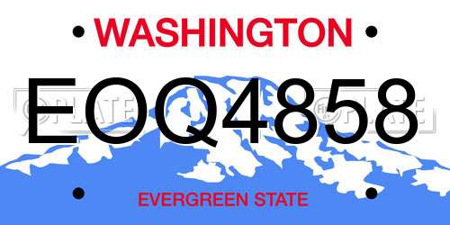 EOQ4858 Washington License Plate