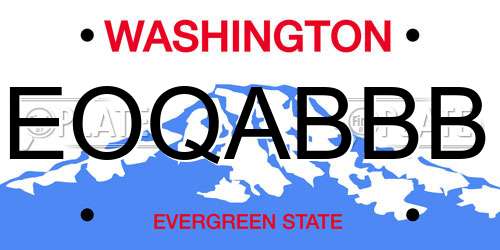 EOQABBB Washington License Plate