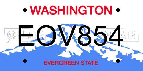 EOV854 Washington License Plate