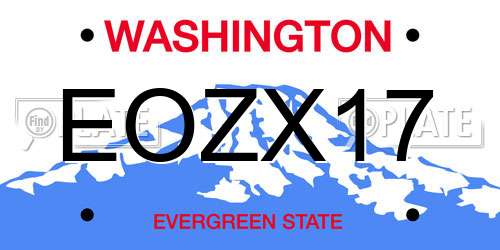 EOZX17 Washington License Plate