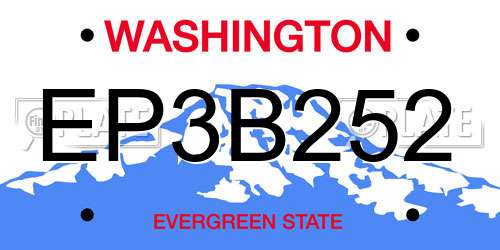 EP3B252 Washington License Plate