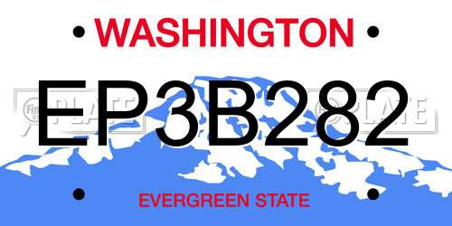 EP3B282 Washington License Plate