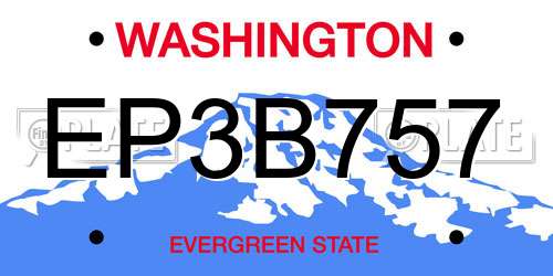 EP3B757 Washington License Plate