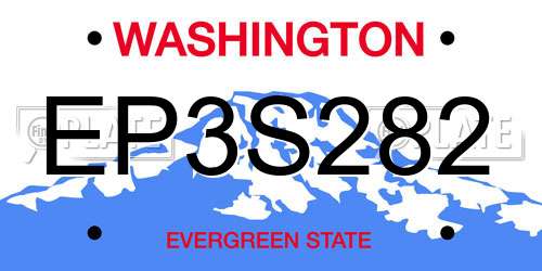 EP3S282 Washington License Plate