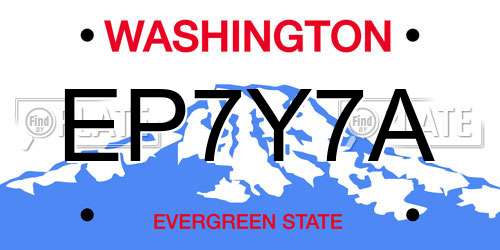 EP7Y7A Washington License Plate