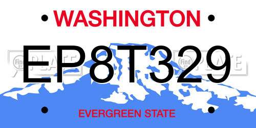 EP8T329 Washington License Plate