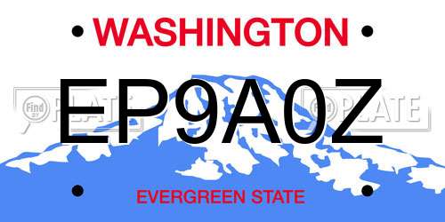 EP9A0Z Washington License Plate