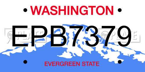 EPB7379 Washington License Plate
