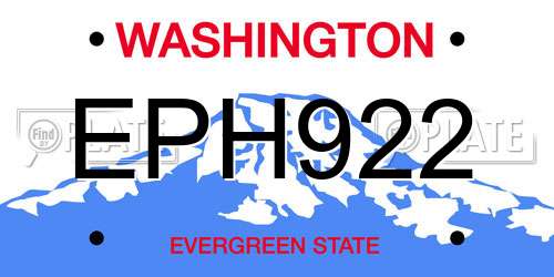 EPH922 Washington License Plate