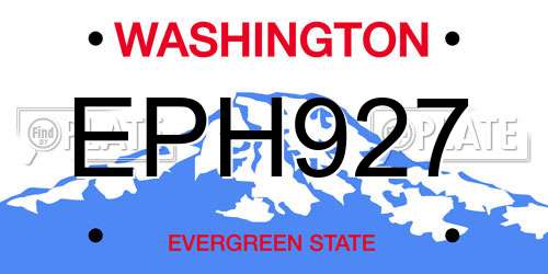 EPH927 Washington License Plate