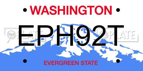 EPH92T Washington License Plate
