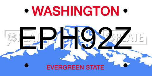 EPH92Z Washington License Plate