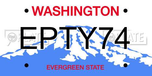 EPTY74 Washington License Plate