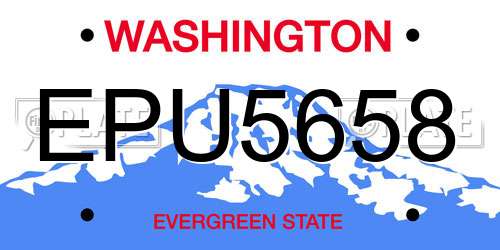 EPU5658 Washington License Plate