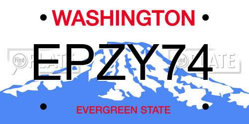 EPZY74 Washington License Plate