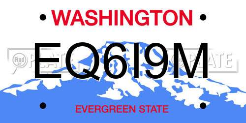 EQ6I9M Washington License Plate
