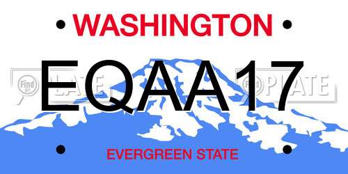 EQAA17 Washington License Plate