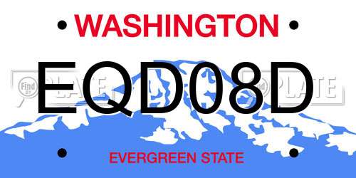 EQD08D Washington License Plate