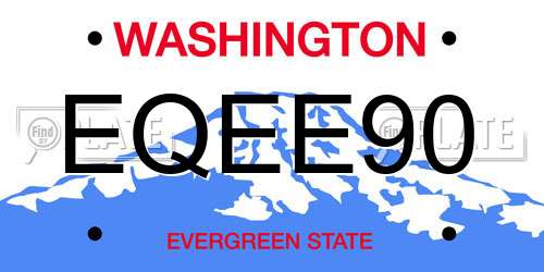 EQEE90 Washington License Plate