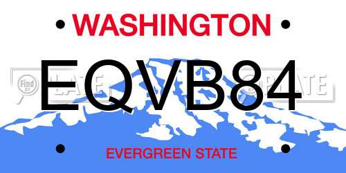 EQVB84 Washington License Plate