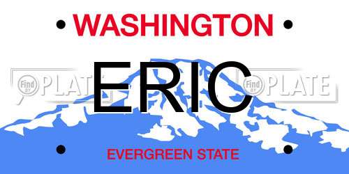 ERIC Washington License Plate