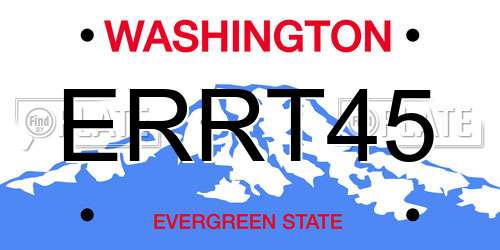 ERRT45 Washington License Plate