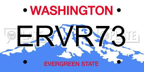 ERVR73 Washington License Plate