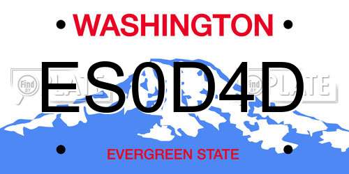 ES0D4D Washington License Plate