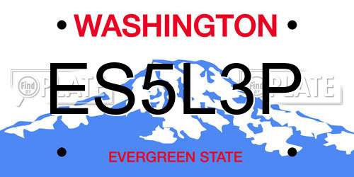 ES5L3P Washington License Plate