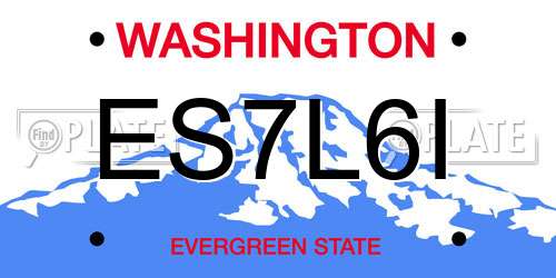 ES7L6I Washington License Plate