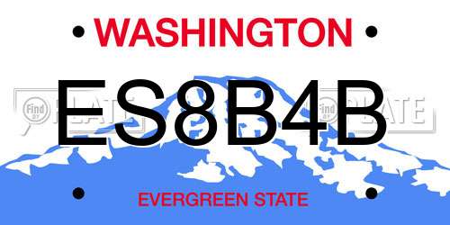 ES8B4B Washington License Plate