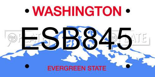 ESB845 Washington License Plate