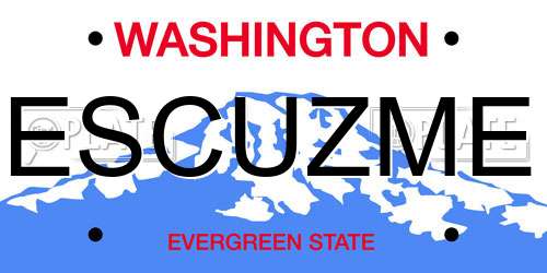 ESCUZME Washington License Plate