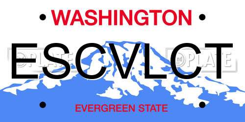 ESCVLCT Washington License Plate