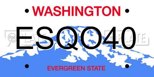 ESQO40 Washington License Plate