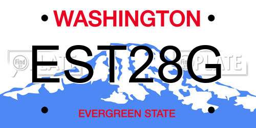 EST28G Washington License Plate