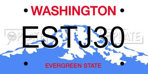 ESTJ30 Washington License Plate