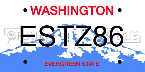 ESTZ86 Washington License Plate