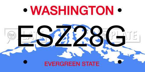 ESZ28G Washington License Plate
