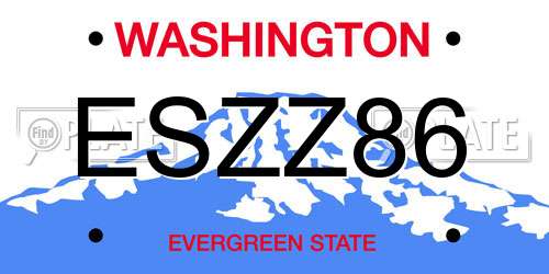 ESZZ86 Washington License Plate