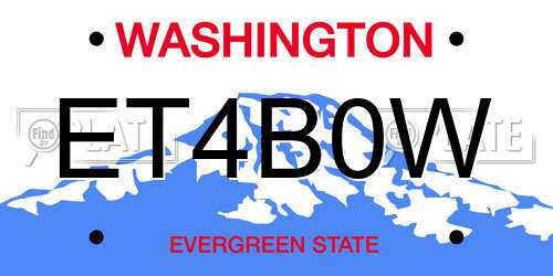 ET4B0W Washington License Plate