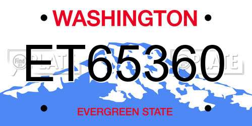 ET65360 Washington License Plate