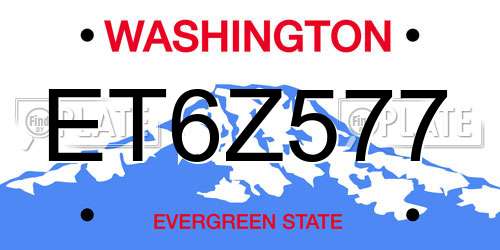 ET6Z577 Washington License Plate