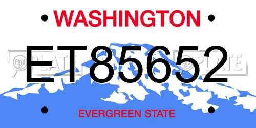 ET85652 Washington License Plate