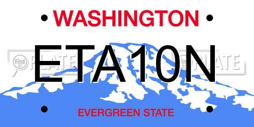 ETA10N Washington License Plate
