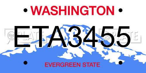 ETA3455 Washington License Plate